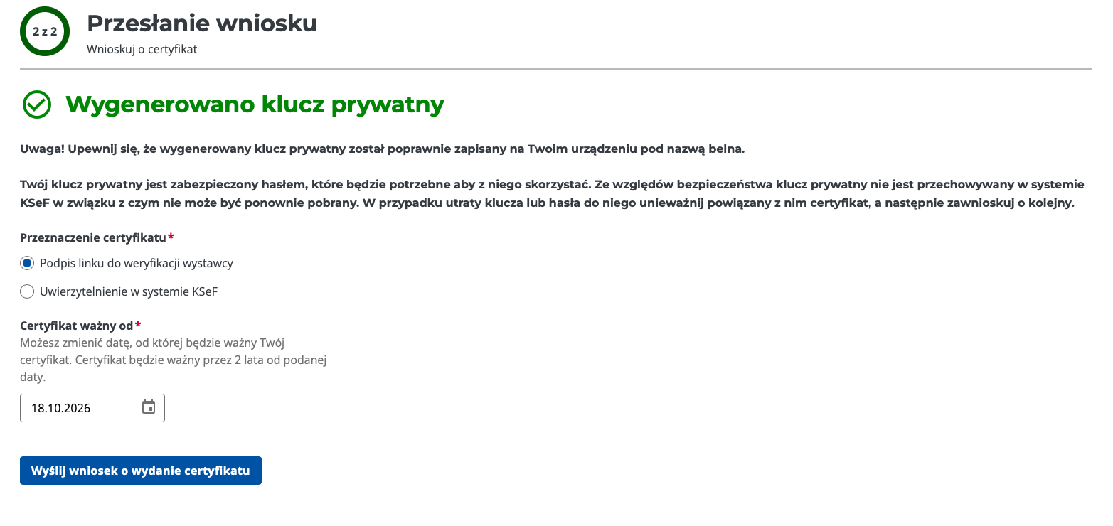Przeznaczenie: Podpis linku do weryfikacji wystawcy